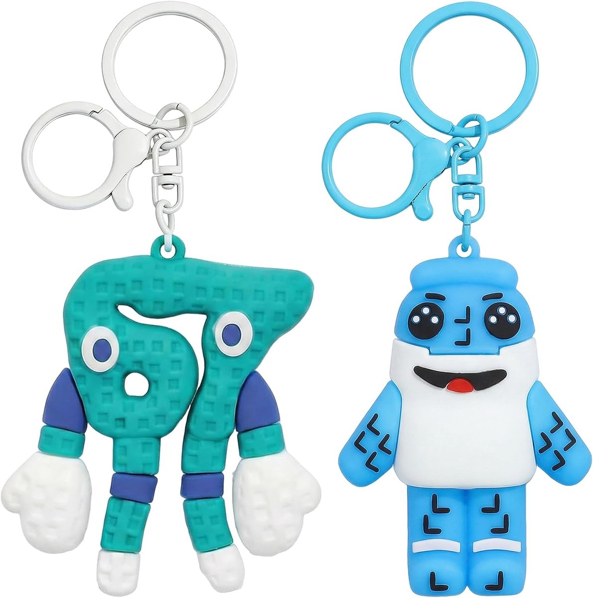 2 stuks hagedissen-sleutelhangers blauw wit 67+, heldere opdruk, pluche sleutelhanger, olifant, pluche pluche knuffeldier