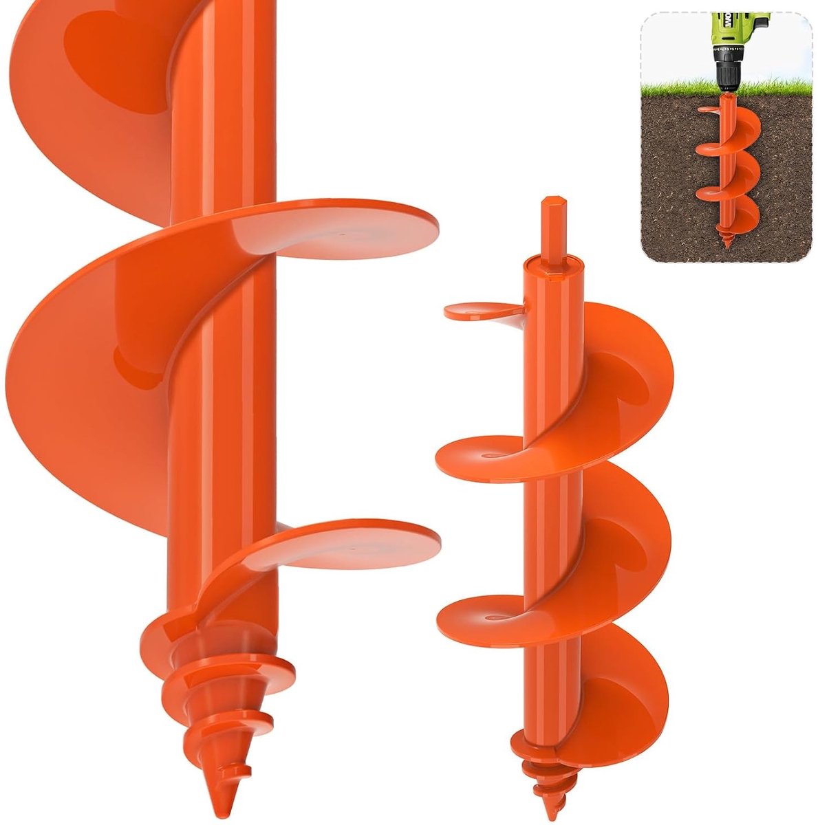 Spiraalboor voor Planten, Robuuste Tuinboor 4 x 12 cm, Geschikt voor Hexagonale Boormachines, Ideaal voor Bloembollen en Grondspiesjes