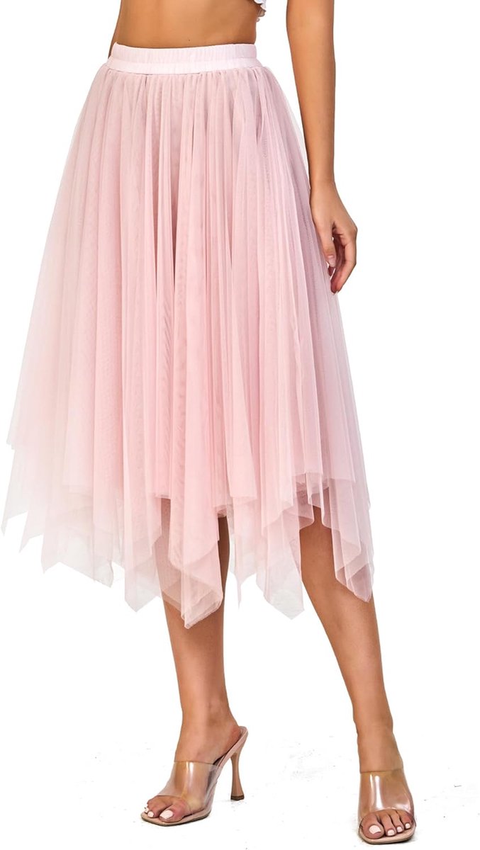 Women's Tulle Skirt - Elastic Long Tulle Skirt White Black Pink Irregular for Carnival Costumes and Halloween Costumes - ShopVlot
