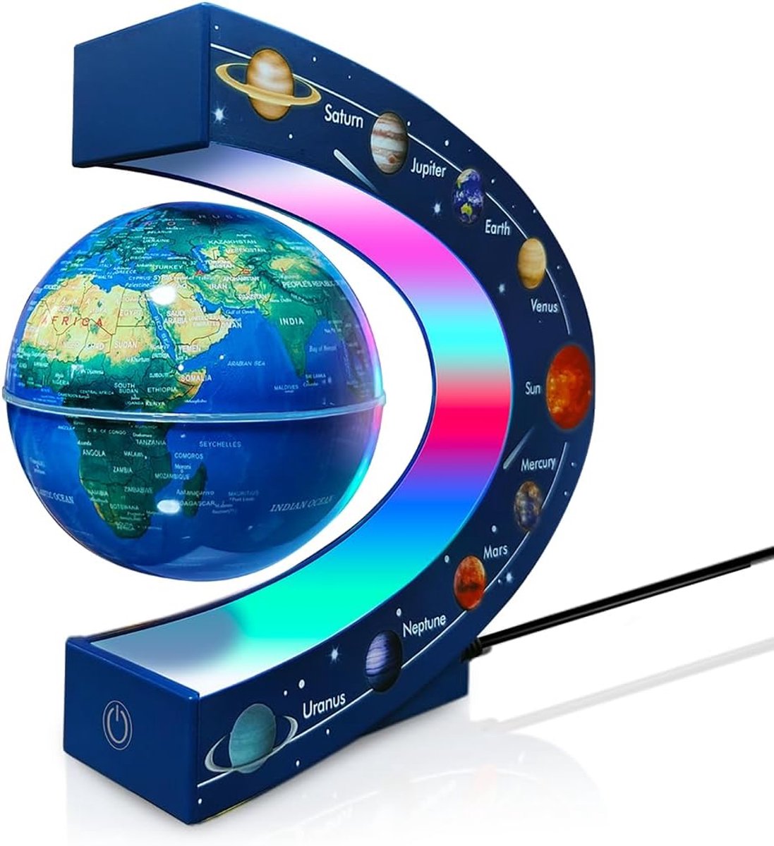 SnelShoppen - Magnetische Globe Lamp met LED, Coole Gadget voor Kantoor, Thuis, Plank, Bureau Decoratie, Perfect Cadeau voor Mannen, Vrouwen, Vader, E