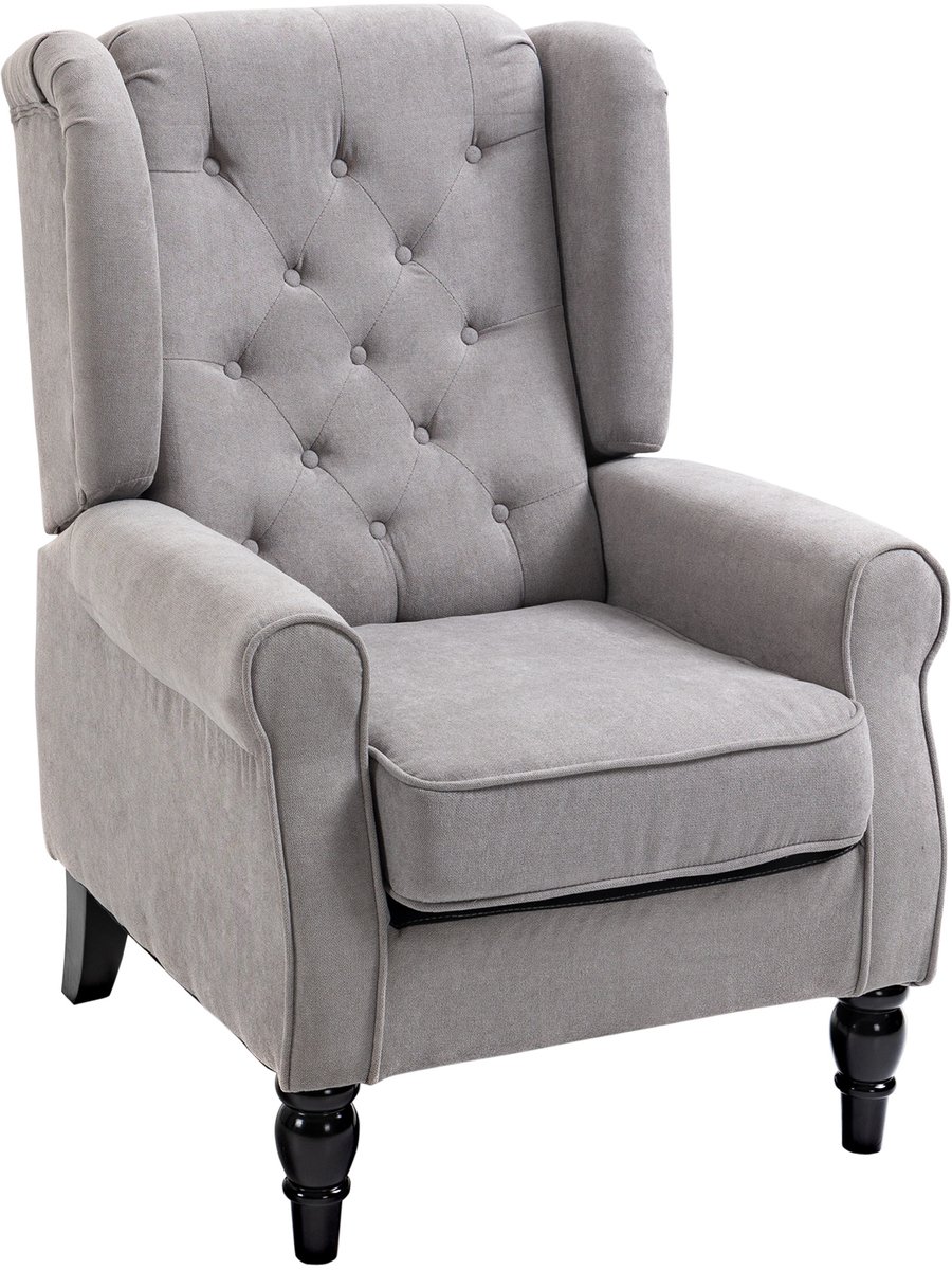 Homona Oorfauteuil - Met knoopdetails en armleuningen - 74 x 86 x 102 cm - Grijs