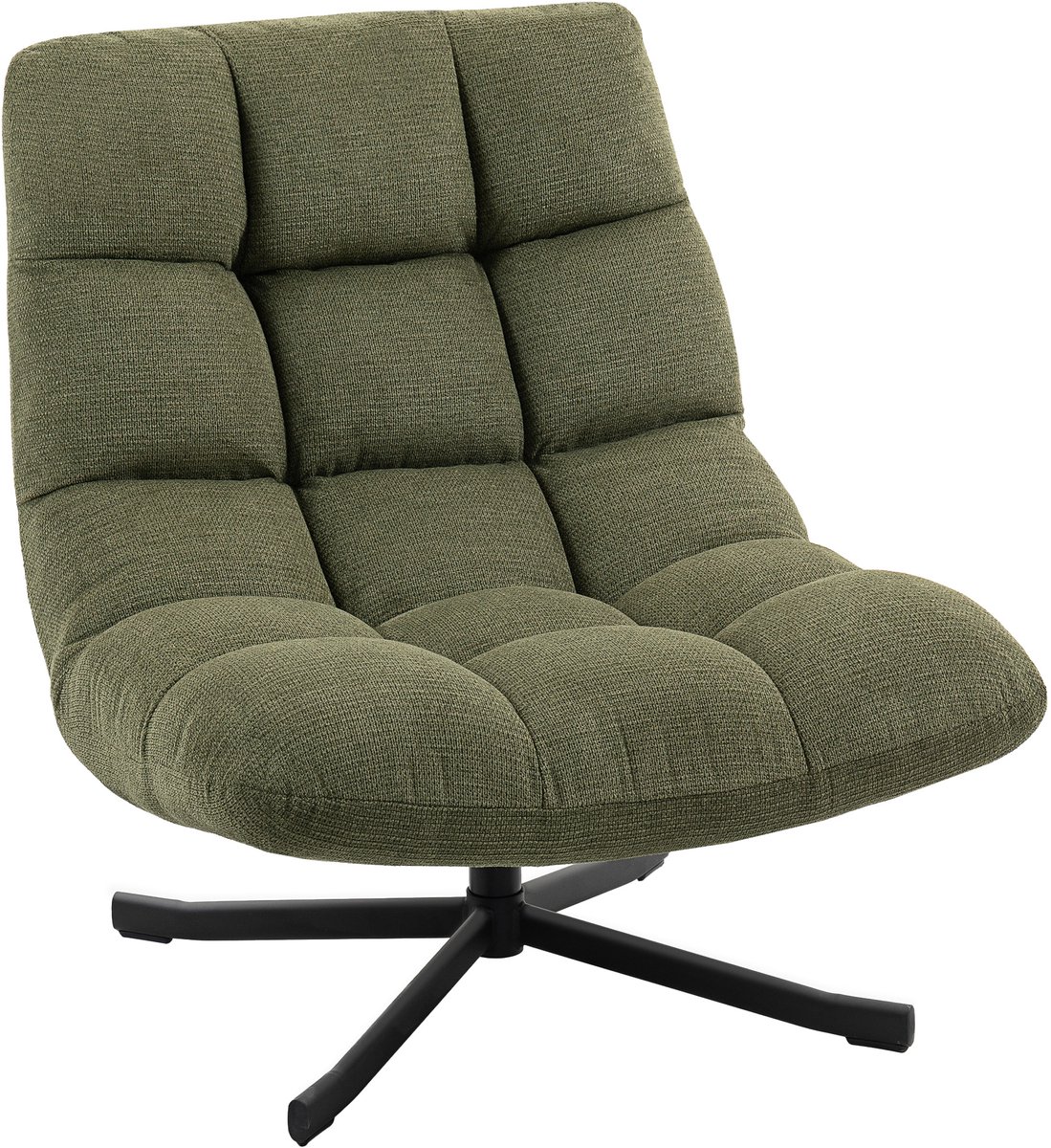 Homona Draaifauteuil - Met 360° draaifunctie en chenille bekleding - 75 x 95 x 90 cm - Groen