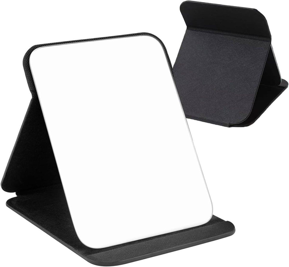 SnelShoppen - Vouwbare Desktop Spiegel - Draagbare Make-up Spiegel met Verstelbare Hoek, HD Spiegeloppervlak & Stevige PU Stand voor Thuis, Kantoor en
