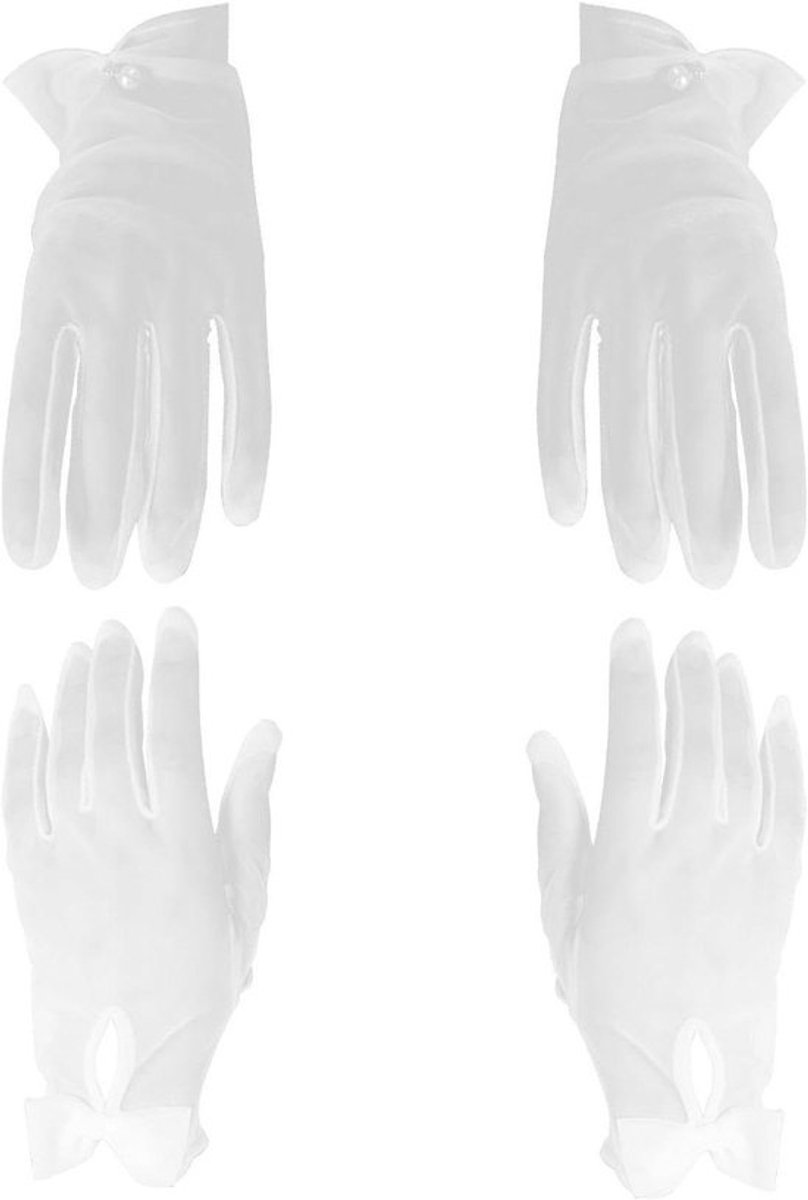 Meshhandschoenen voor dames - Met lussen - Parelaccenten - Geschikt voor theekransjes - Ideaal voor dansoptredens