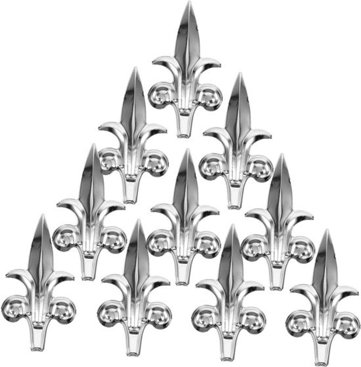 Decoratieve eindstukken - Hekpunten - Voor buitenbeveiliging - Roestvrij staal - 10 stuks - Zilver
