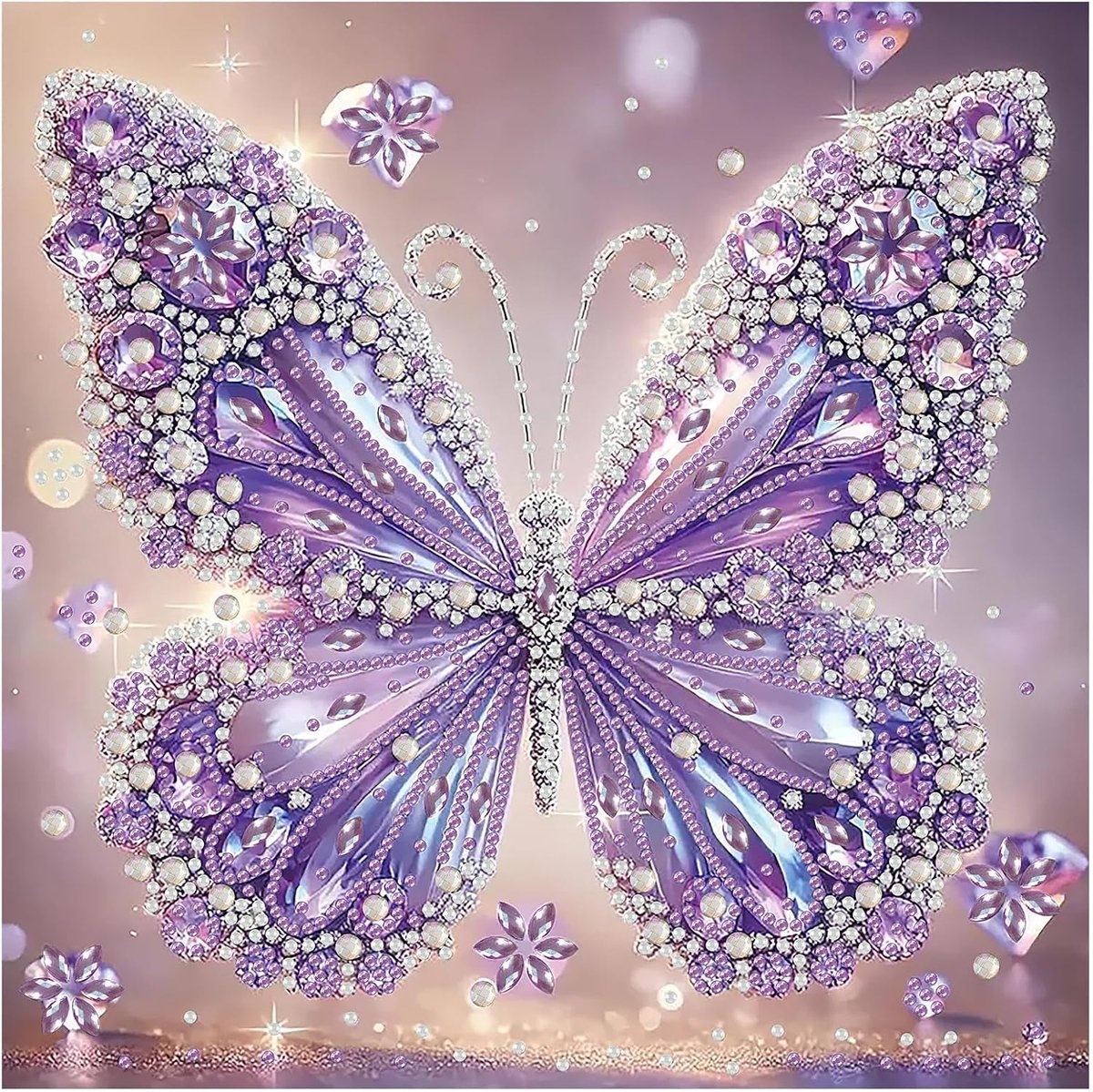 Diamond Painting Vlinder, 5D, diamantschilderij voor volwassenen, fonkelend, met strass en parels voor wanddecoratie, woonkamer, slaapkamer, creatieve vrije tijd, beginners, cadeau, decoratie voor