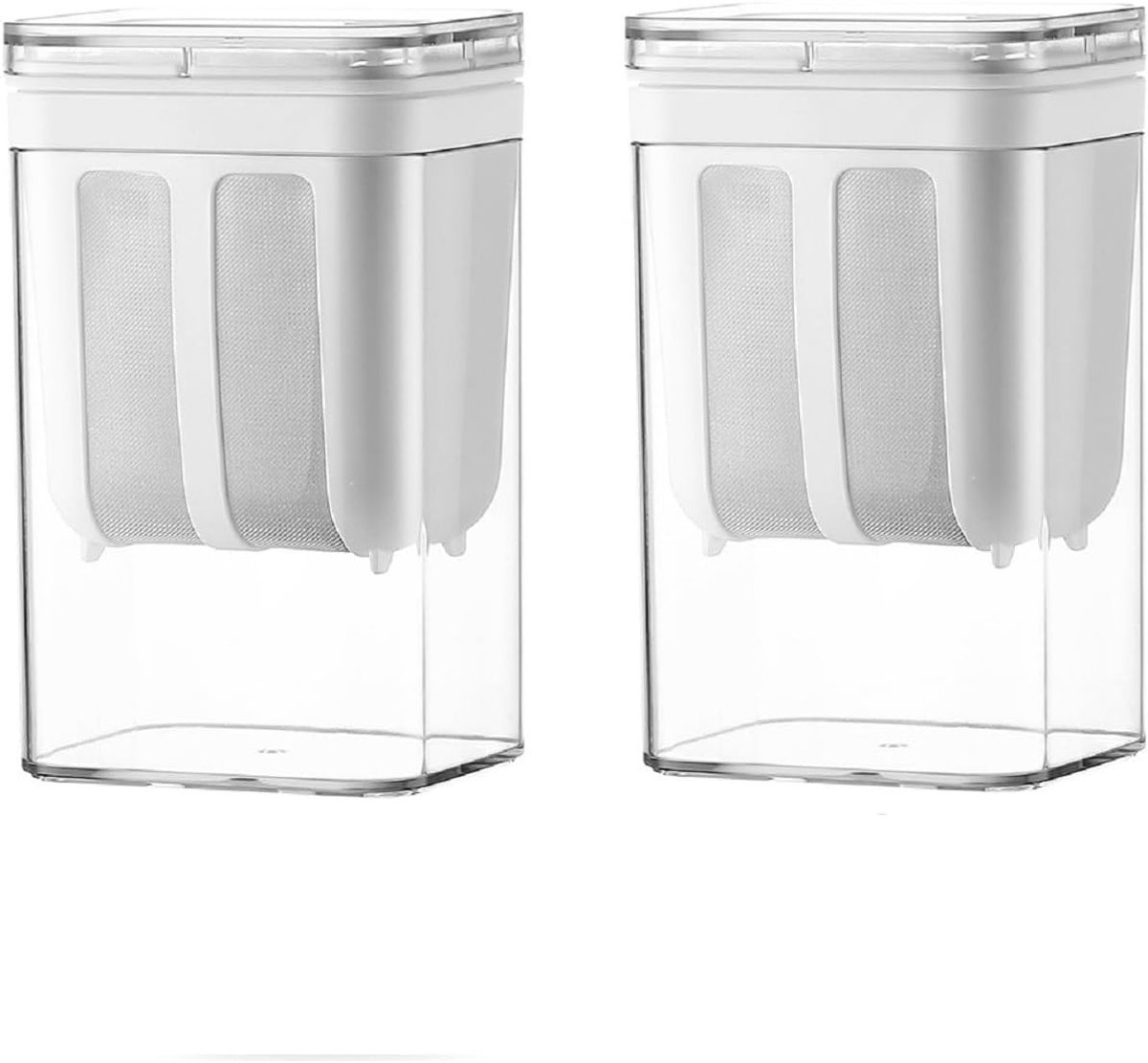Fijnmazig yoghurtmaker zeef met deksel, 1100 ml kaas en yoghurtmaker, herbruikbare yoghurtfilter voor het maken van dikke Griekse yoghurt, sojamelk (2 stuks, wit)