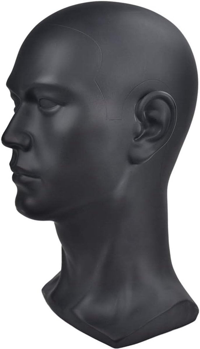 Sha Black Glossy Professional Male Mannequin Head for Display Headset, Headphone, Game Console, Hats, Wigs Jewellery — afbeelding 5