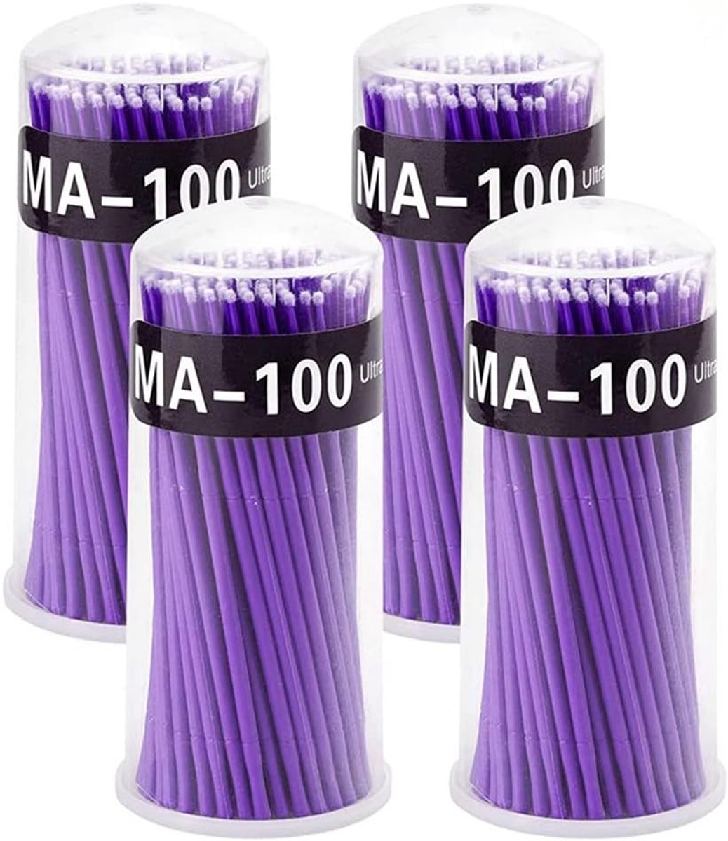 Wattenstaafjes, Microbrush-microborstels, Reinigingsstaafjes voor Het Minipeiland, Wimperverlenging, Accessoires, voor make-up (paars)
