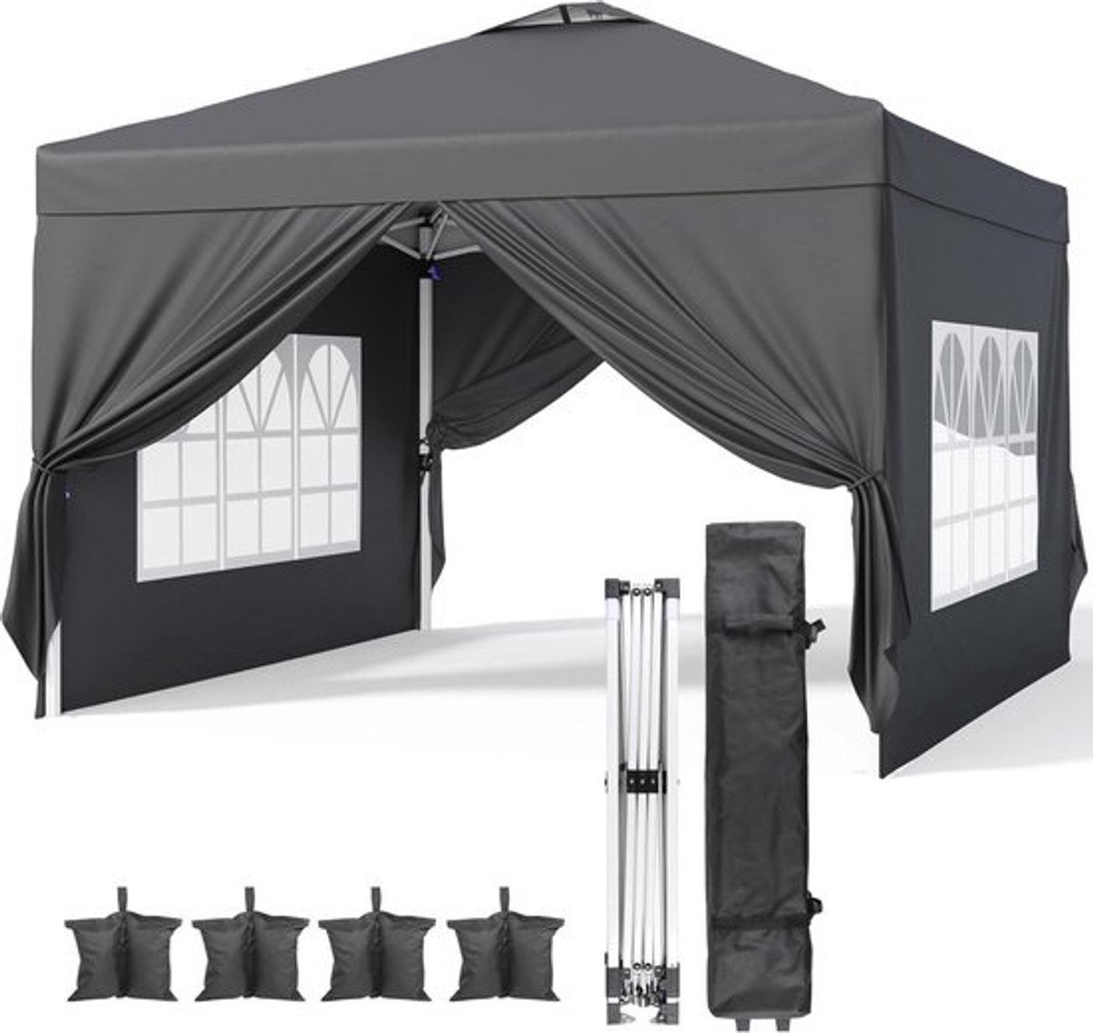 Pop-up-tuinpaviljoen - 3 x 3 m - Met zijwanden - Waterdicht en winterbestendig - Voor tuin en evenementen