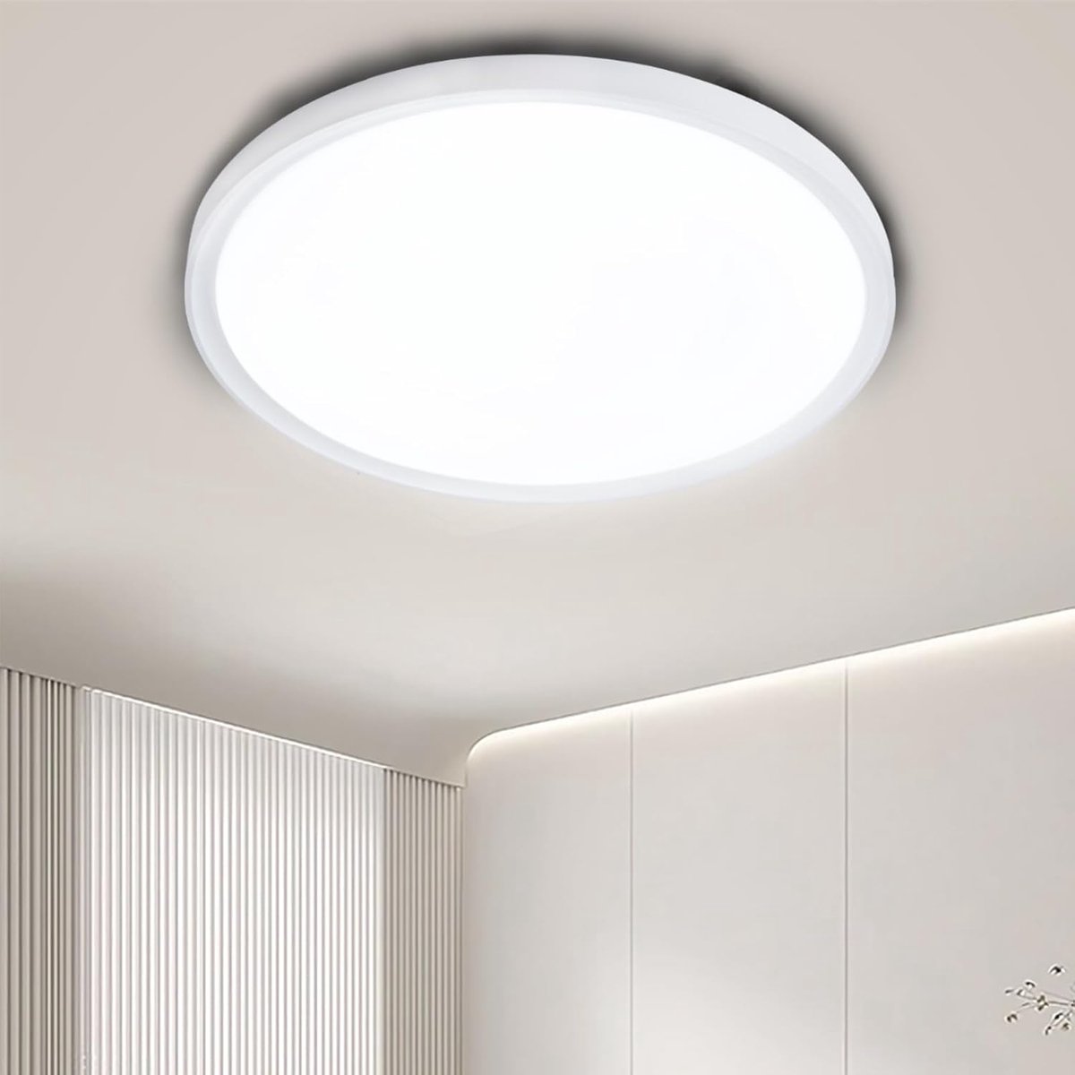 Plat, rond, 36 W, koudwit, 6000 K, IP44, waterdicht, ultradun, plafondlamp, woonkamer, plafondlamp, voor badkamer, slaapkamer, hal, keuken, Ø 28 cm