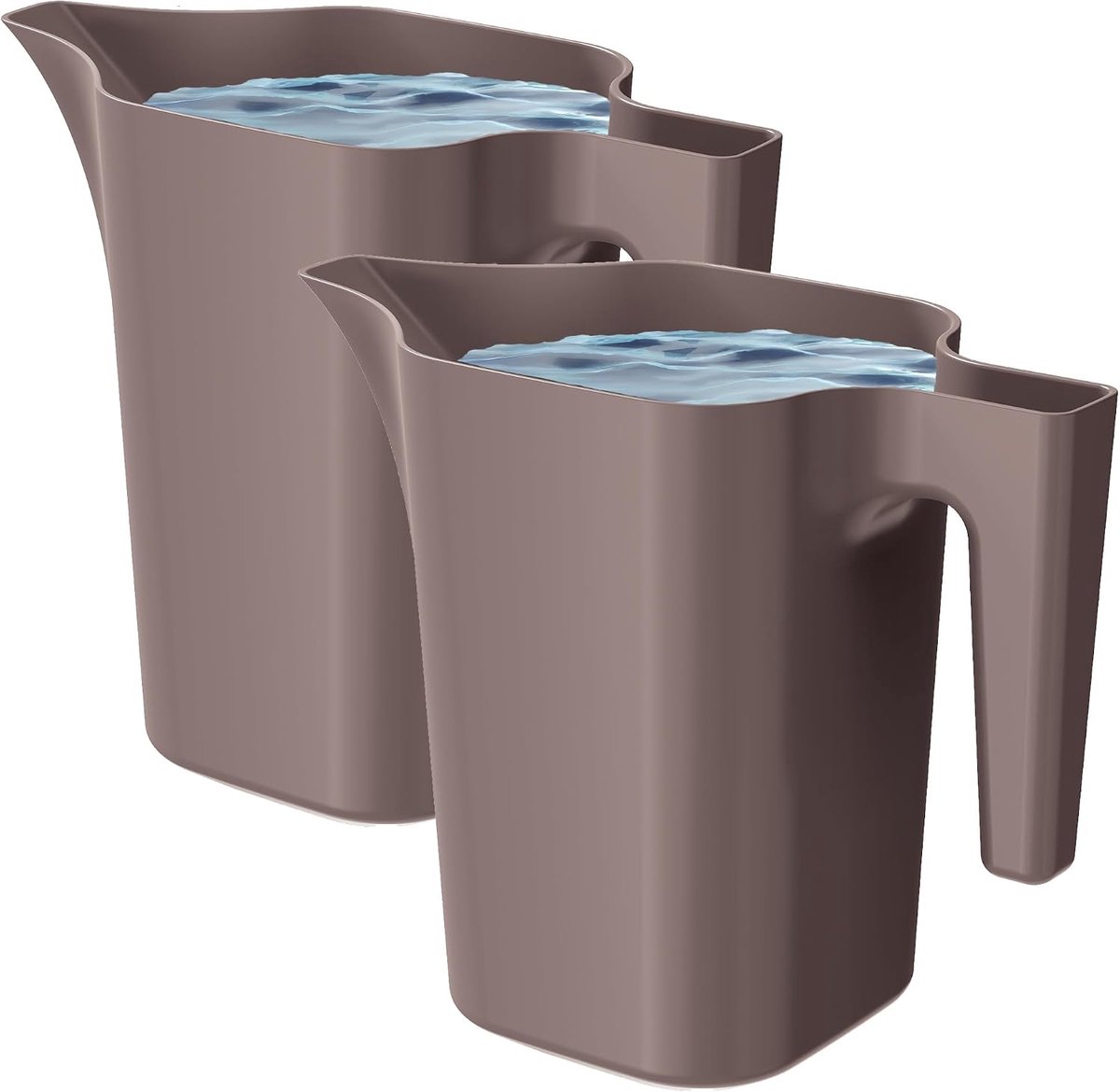 Gieter 1,8 liter voor huis en tuin - van robuuste kunststof - gieter voor eenvoudige irrigatie van bloemen, planten en kamerplanten set van 2 (2 stuks) chocolade