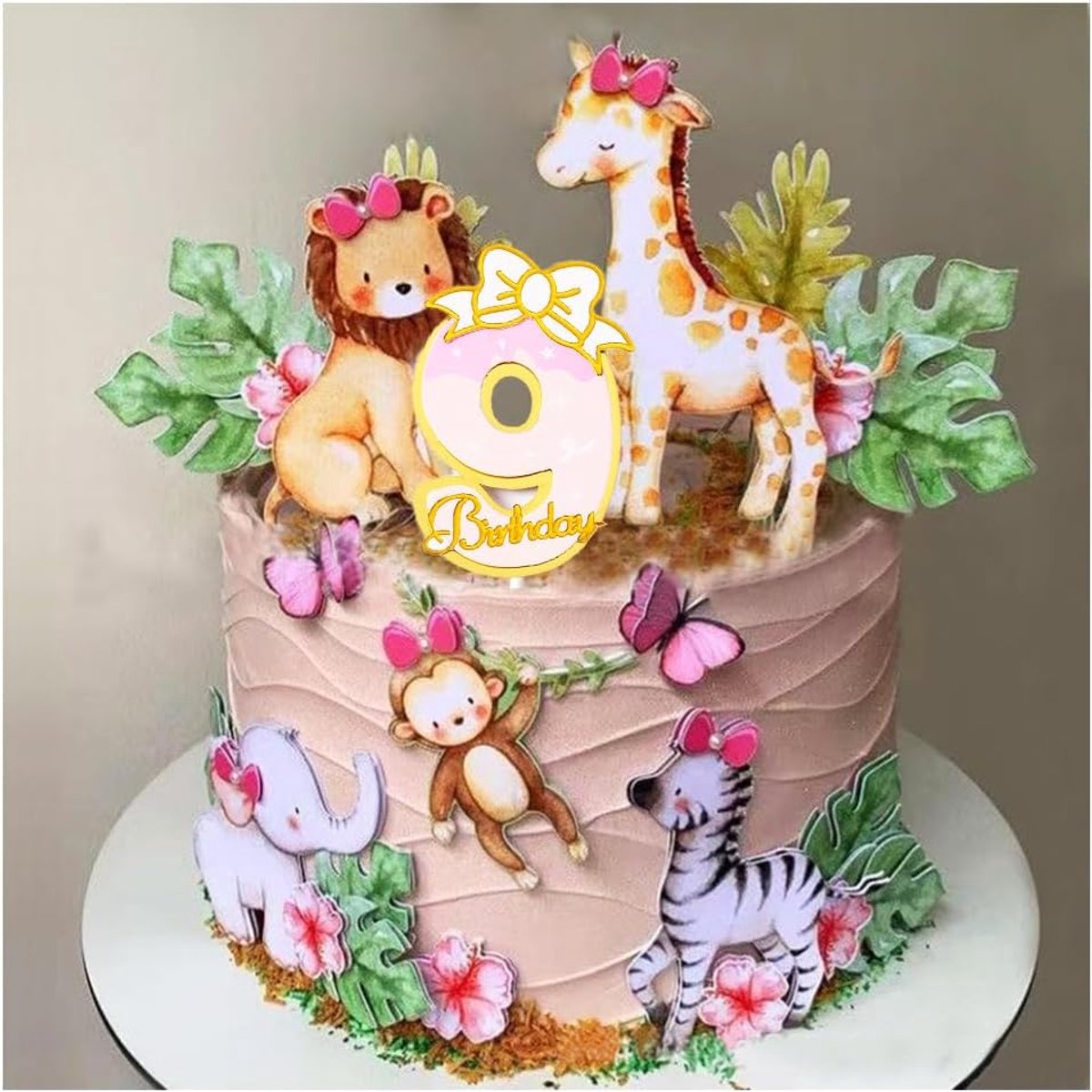 22 stuks taartdecoratie voor kinderen van 9 jaar, verjaardag, taartdecoratie, dierentuin, taartdecoratie, dieren, Happy Birthday, safaridierentuin, jungle, taartdecoratie, taartdecoratie voor 9 jaar,