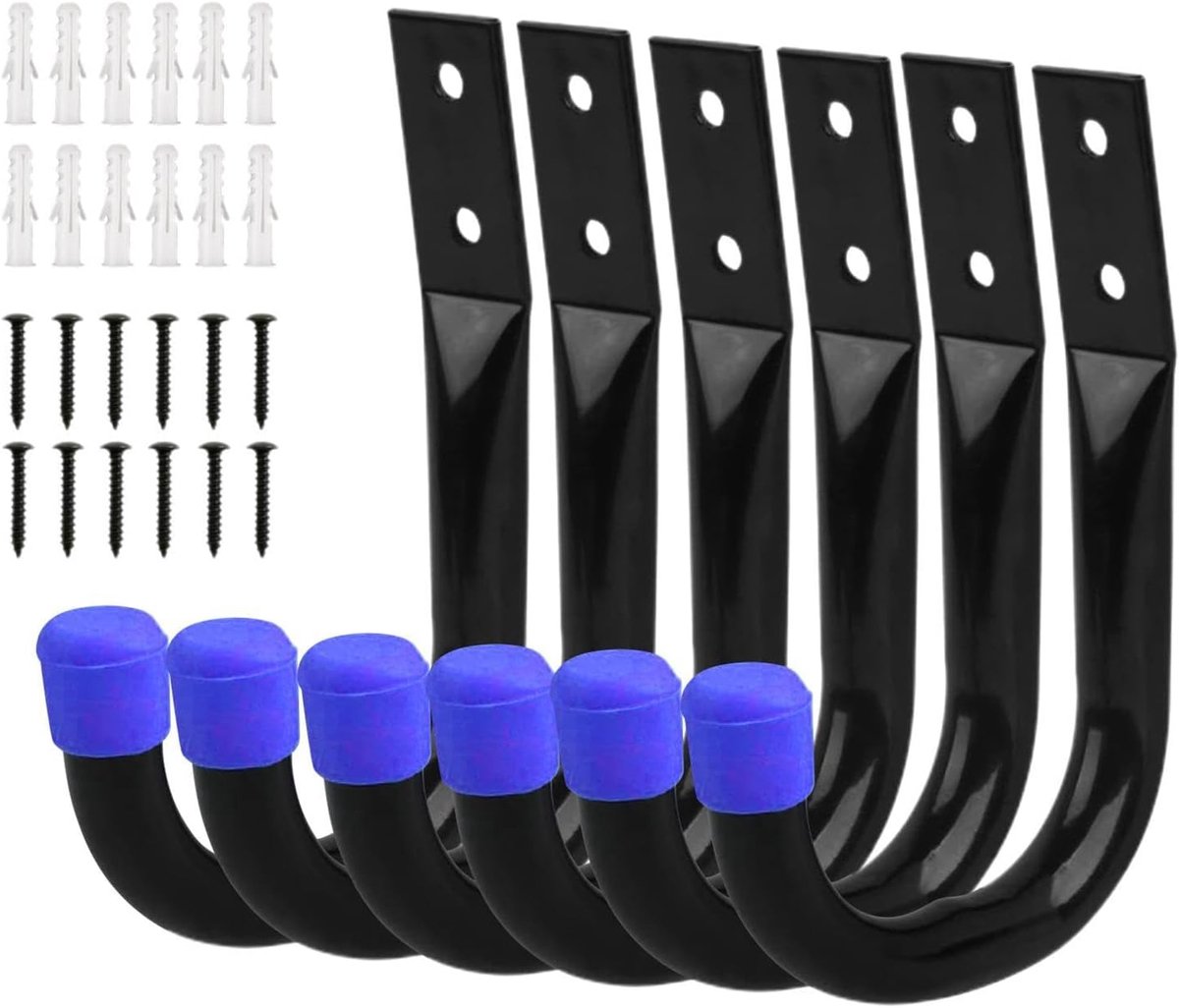 Gereedschapshaken Set - Opberghaken Garage - Ruimte Besparen - Robuust RVS Ontwerp - 6 Stuks - Blauw