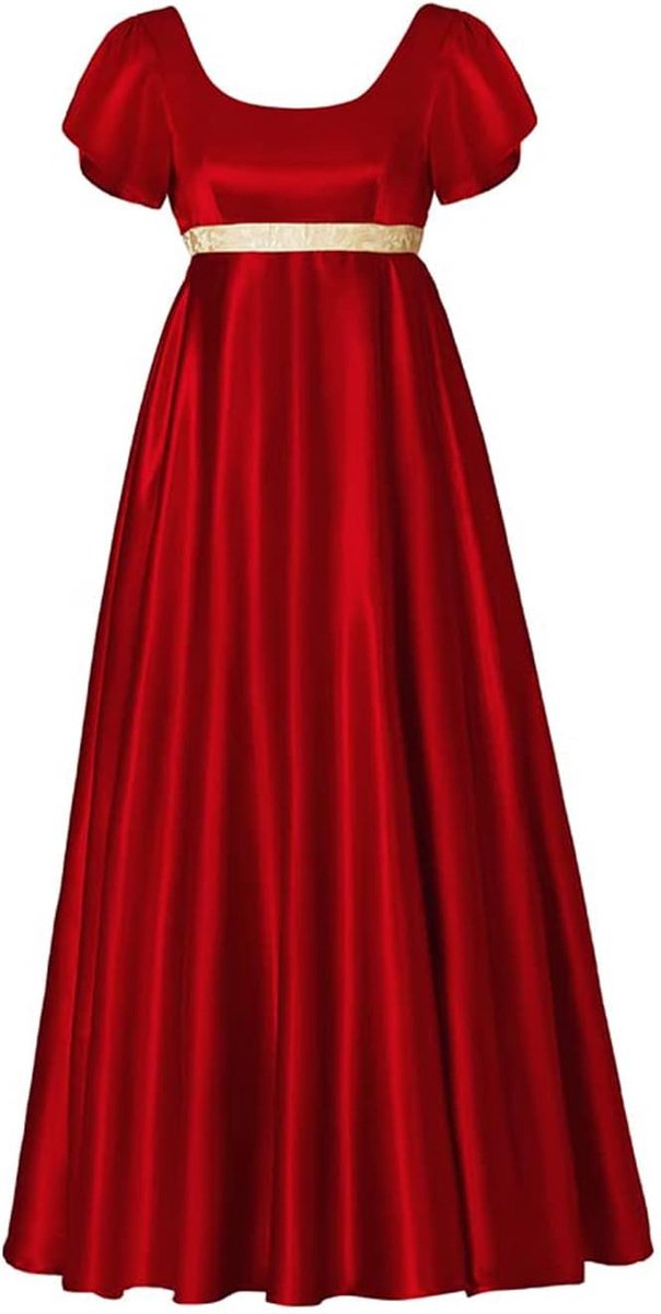 Kinstell Regency Jurken voor Vrouwen 1800s Jurk Satijn Vintage Regency Jurk Sjerp Victoriaanse Thee Feestjurk