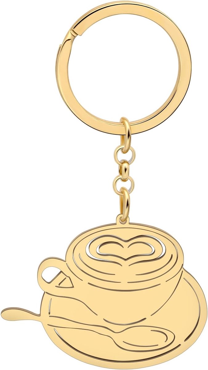 Sleutelhanger Rvs Koffie Mok Sieraden Geschenken Voor Vrouwen Meisjes Charms Koffiezetapparaat Auto Sleutelhanger