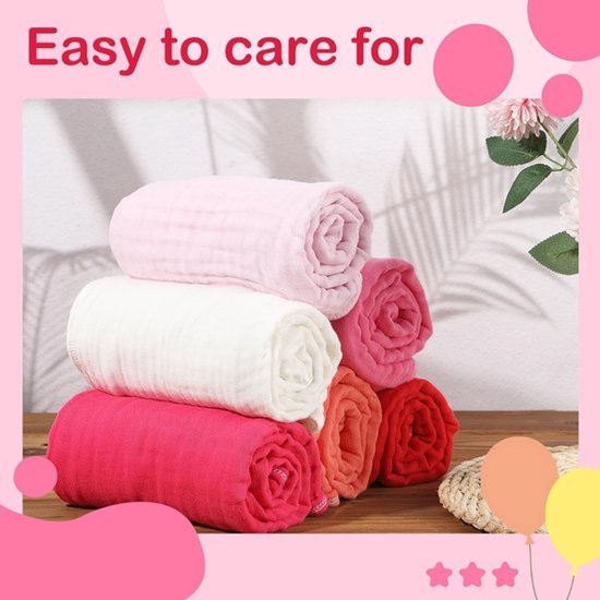 Mousseline babyhanddoeken - Met capuchon - 6 stuks - 32" x 32" - Absorberend en zacht - Voor pasgeborenen — afbeelding 2