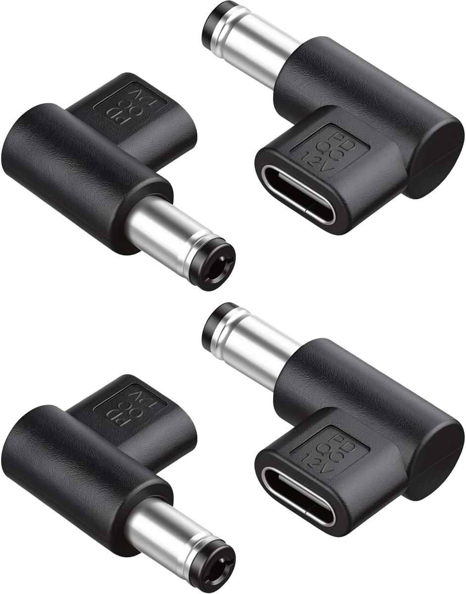 12V 3A USB-C naar 90° DC5525 stekker PD Trigger Adapter 4-pack - ShopVlot