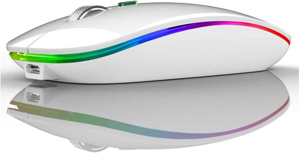 Bluetooth draadloze muis, stille oplaadbare muis,wit