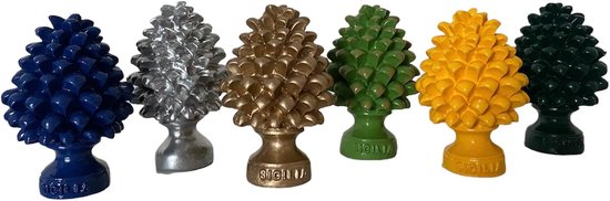 Dennenappels, klassiek, modern, decoratief, dennenappels Siciliaans design, typisch object, gastgeschenk H 7 cm (geel) — afbeelding 2