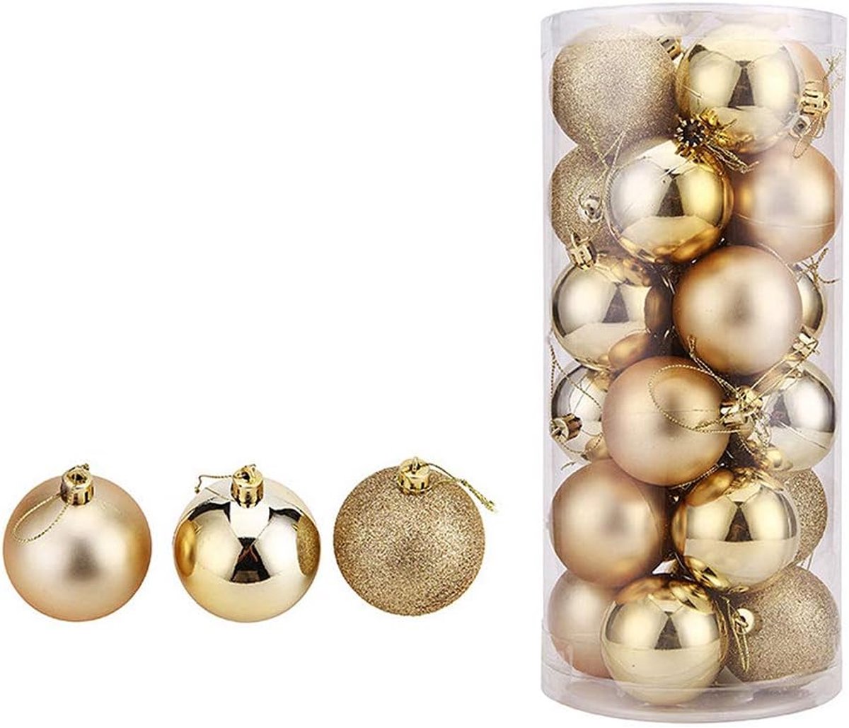 Kerstballen Kerstboom hangend ornamenten ballen kerstboomdecoratie bal 4 cm plastic kerstcadeau (goud)