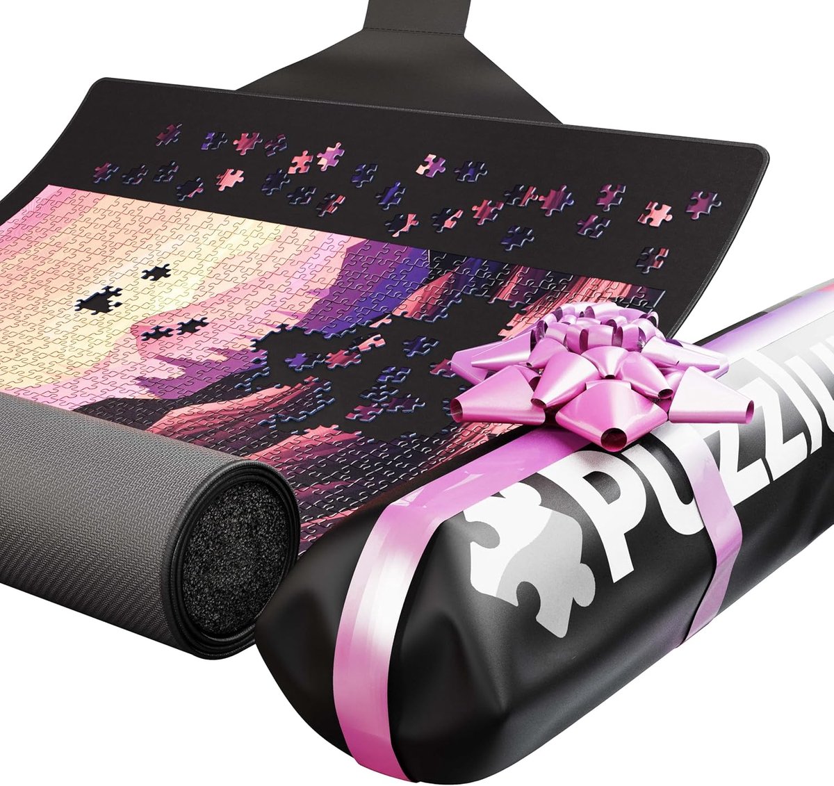 Puzzelmat tot 1500 Puzzelstukjes - 65 x 120 cm - Opgerold in Seconden met Eenvoudige Geïntegreerde Velcro Sluiting - Roll Up Puzzel Mat met Geschenkverpakking