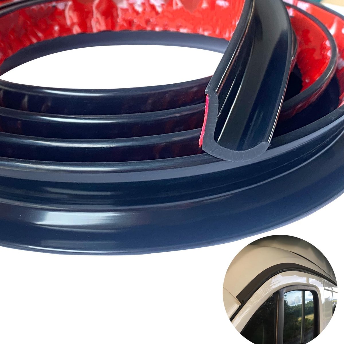 Regengoot voor campers, J-vorm, 2,5 m, drip stop-regenomvormer van pvc, achterkant van pvc, sterke lijm voor voertuigen, campers, daken (zwart, 2,5 m) | Regenomvormer PVC regengoot PVC achterkant sterke lijm voor voertuigen caravans daken