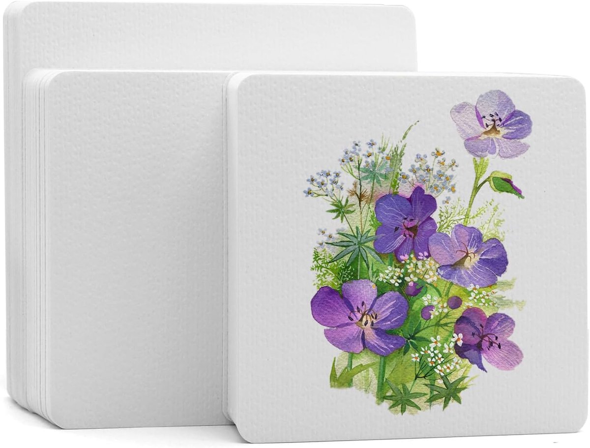 Aquarelpapier, 300 g, aquarelpapier, aquarelblok, aquarelpapier, blanco, voor studenten, kunstenaars, doe-het-zelf, 10 x 10 cm, 12 x 12 cm, 10 x 15 cm