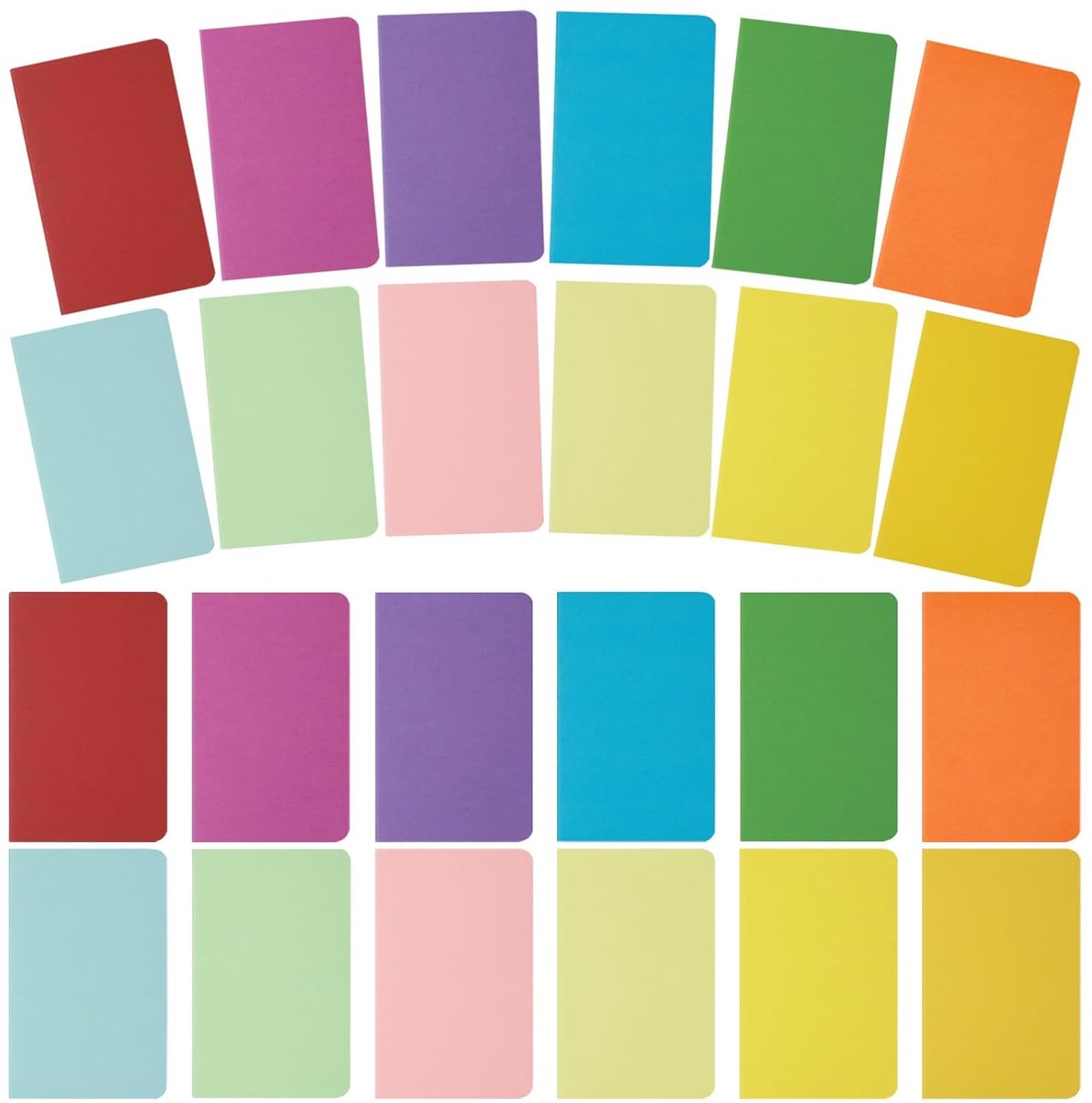 SnelShoppen - 24 Stuks A6 Notitieblokken - Kleurrijke Regenboog Gelinieerde Notitieboeken - Perfect voor Reisdagboek, Notities, Kalligrafie en Schetse
