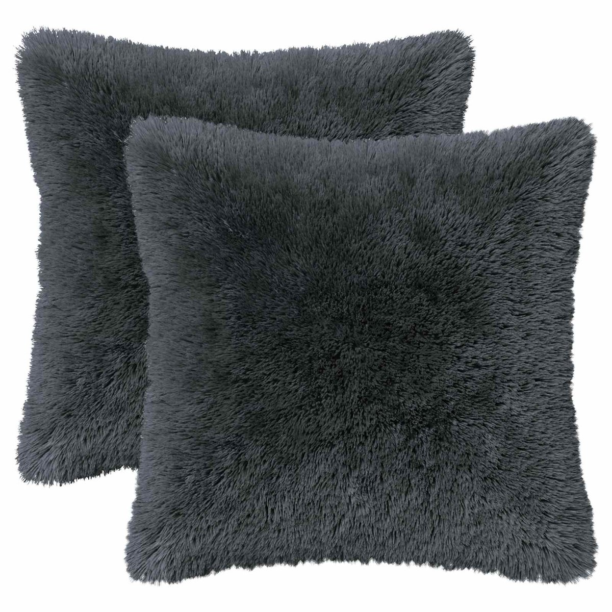vidaXL Dekenkussen - 2 - st - HEERLEN - Antraciet - 35 - x - 35 - cm - PV - Fleece