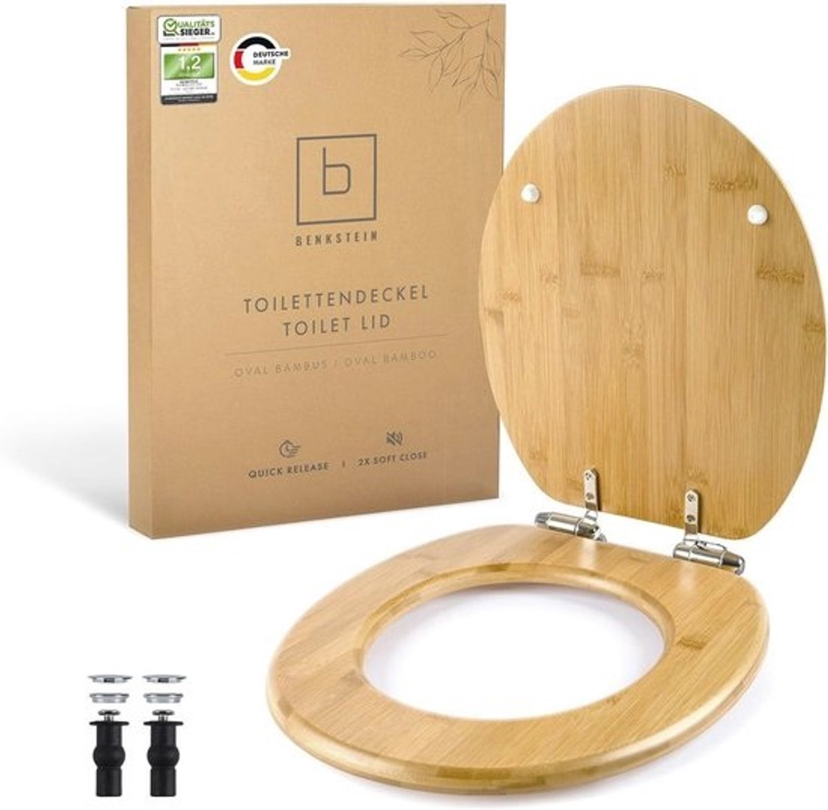 Toiletdeksel met softclose-mechanisme - Bamboe, antibacterieel, eenvoudig te reinigen en monteren