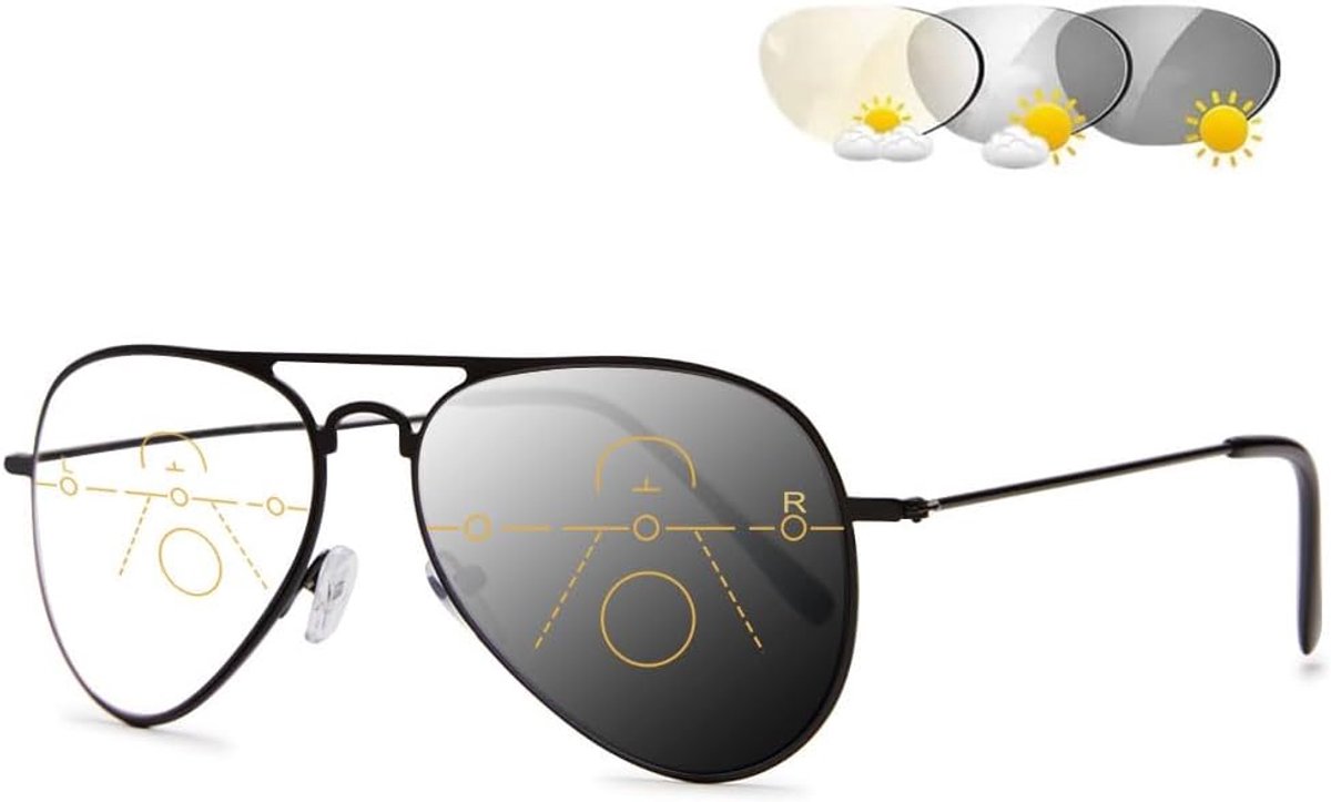 VEVESMUNDO Men's Reading Glasses, Metal Sunglasses, Sunglasses, Tinted Reading Aid with Case - ShopVlot