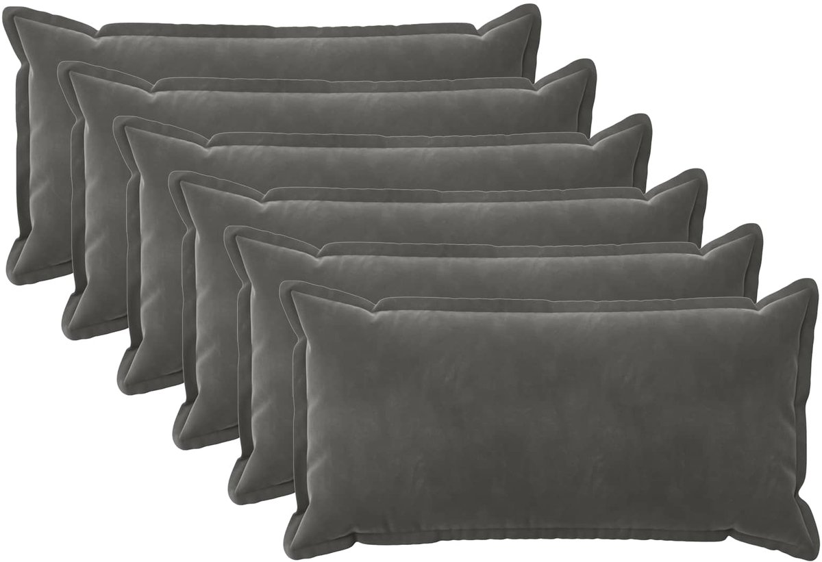 vidaXL Dekenkussen - 6 - st - HOUTEN - Donkergrijs - 40 - x - 70 - cm - fluweel
