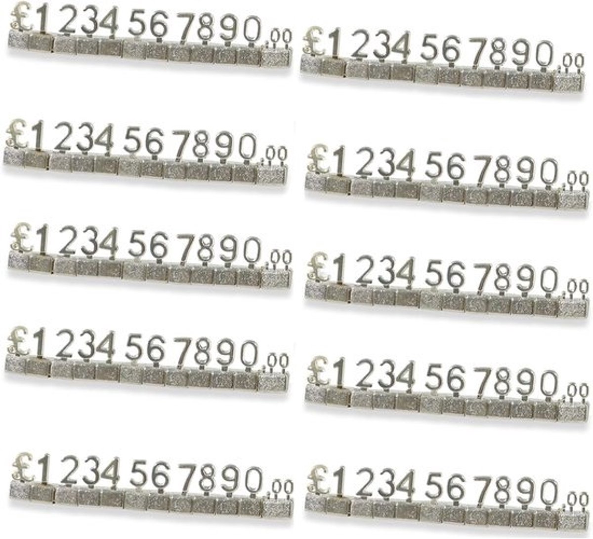 10 stuks digitale prijskaartjes - 3D metalen rekken - Verstelbare prijskubusset - Winkelpresentatie - Sieraden, horloges en kantoor - Zilver