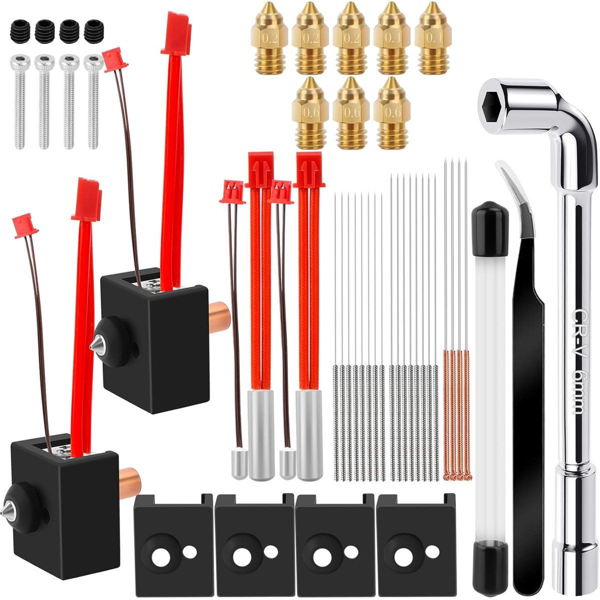 Heat Block Kit for Creality Ender 3 S1/S1 Pro/S1 Plus/CR-10 Smart Pro, 48pcs 3D Printer Hotend Kit with 8 Nozzles - ShopVlot