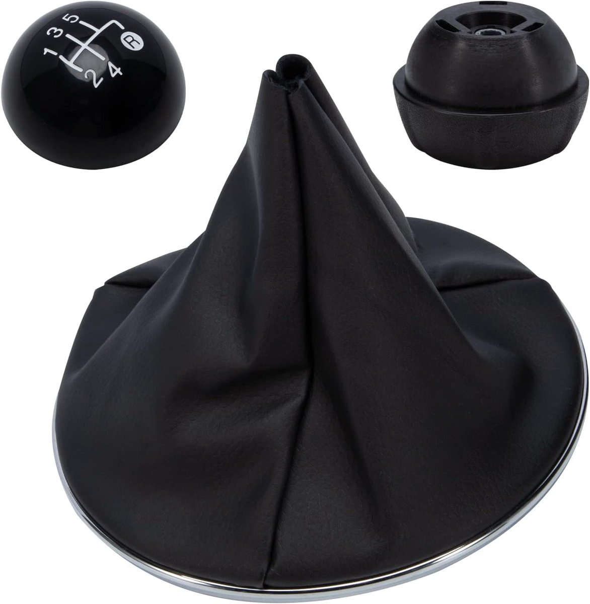 Gear Shift Knob 5 Speed Compatible with FIAT 500 500C, Chrome Plated Manual Gear Shift Knob Ring Frame - ShopVlot