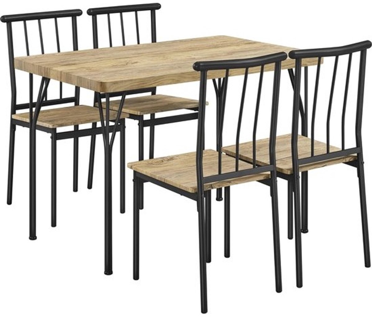 Eetgroep met eettafel en 4 stoelen voor 4 personen - ruimtebesparend design voor eetkamer, keuken of terras