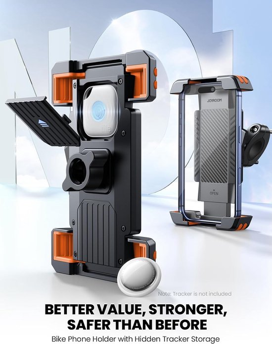 Fiets- en motorsteun voor smartphones – oranje telefoonhouder met verstelbare grip en anti-slip functie — afbeelding 5