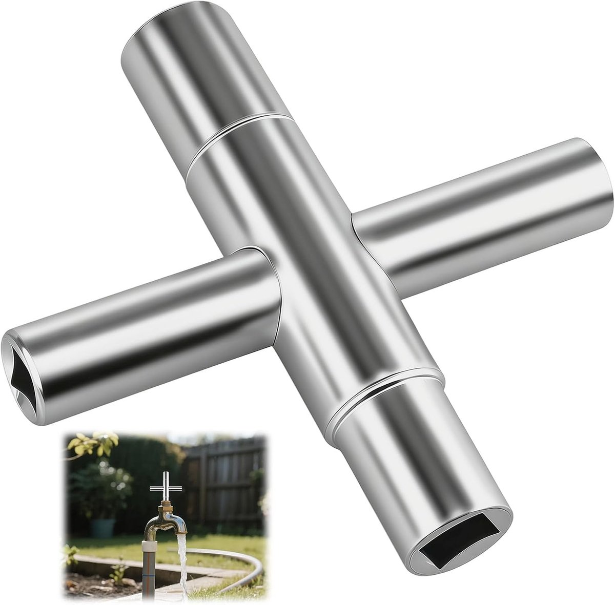 Vierkantsleutel, multifunctionele sleutel, ontluchtingssleutel, 4-weg binnenmaat 6,5 mm, 7 mm, 8 mm, 9 mm, 4-kant schakelkastsleutel voor elektrische kast, gas, watermeter, radiator