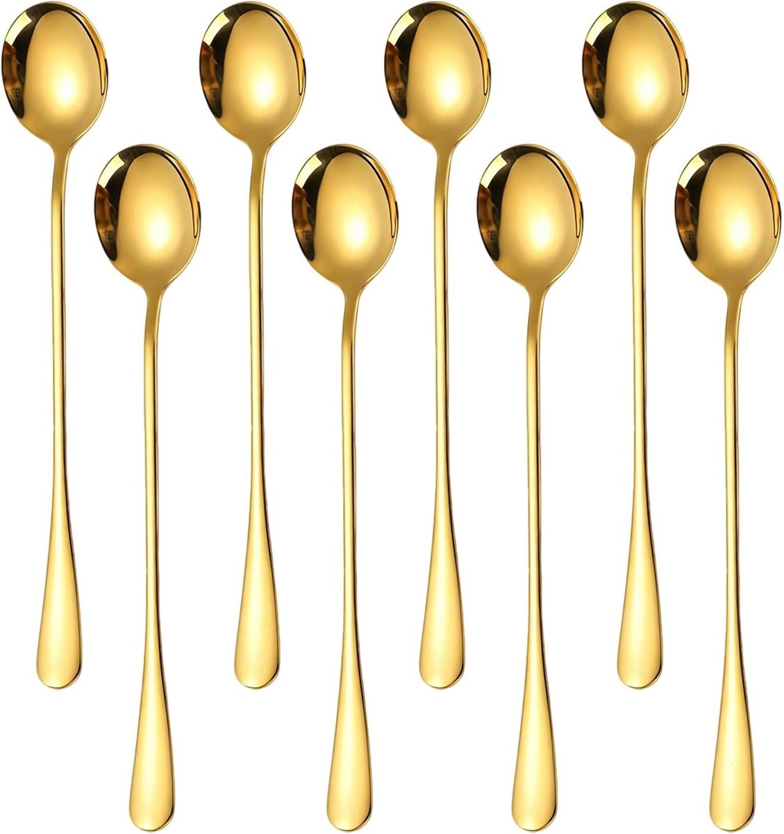 8 stuks ronde ijslepels 19,3 cm roestvrij staal vaatwasmachinebestendig