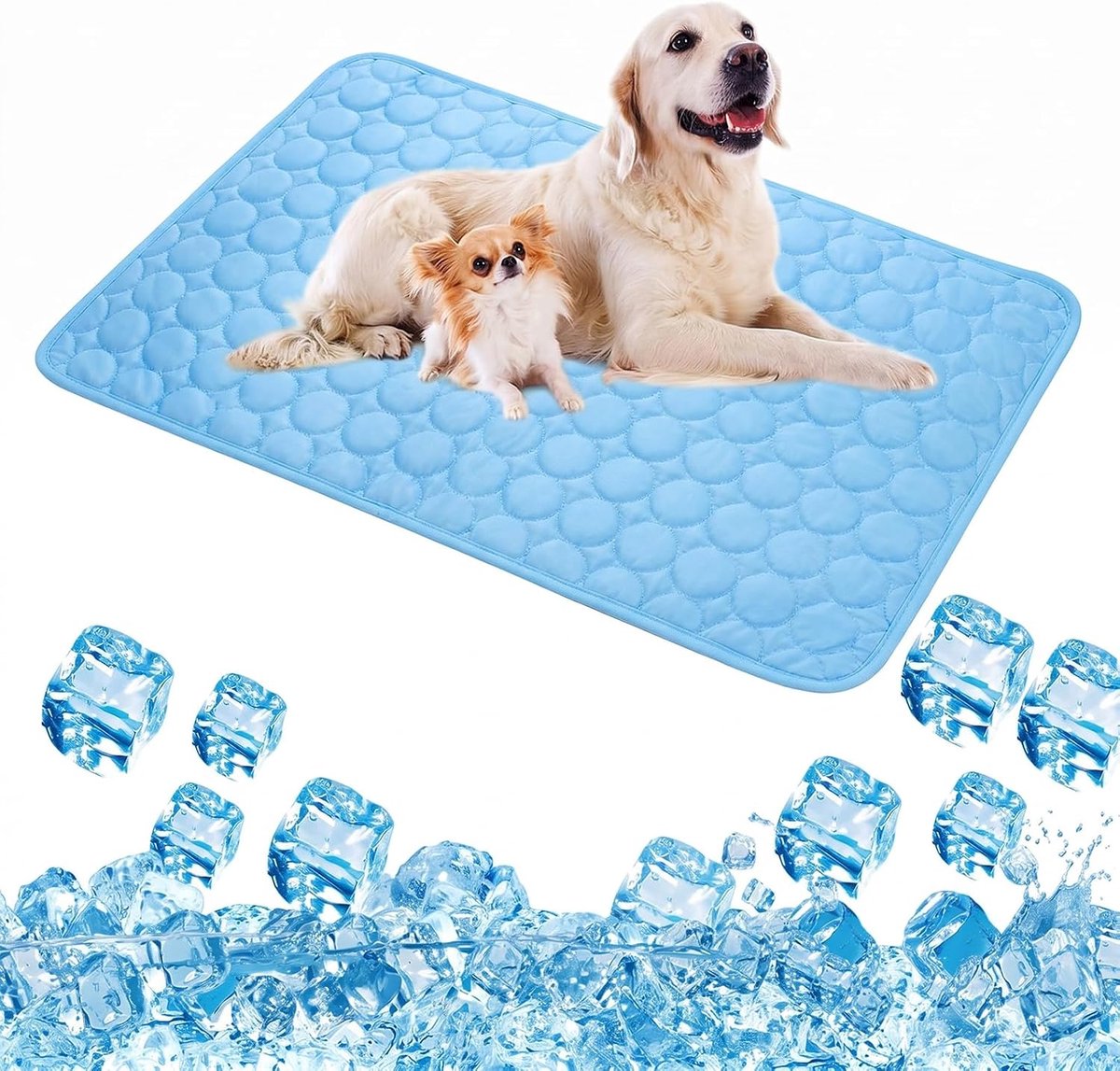 Kat hond zelfkoelend - 70 x 55 cm ijszijde hondenkoelmat wasbaar, koeldeken kat voor zomer, blauw koelkussen voor huisdieren tot 15 kg, ideaal voor thuis, auto en bank