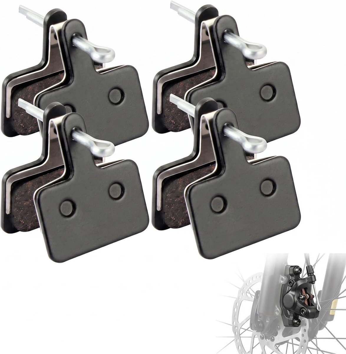 4 paar remblokken voor fiets, remblokken voor MTB en e-bike van metaal, compatibel met schijfremmen 3,1 x 3,5 cm voor veilig fietsen
