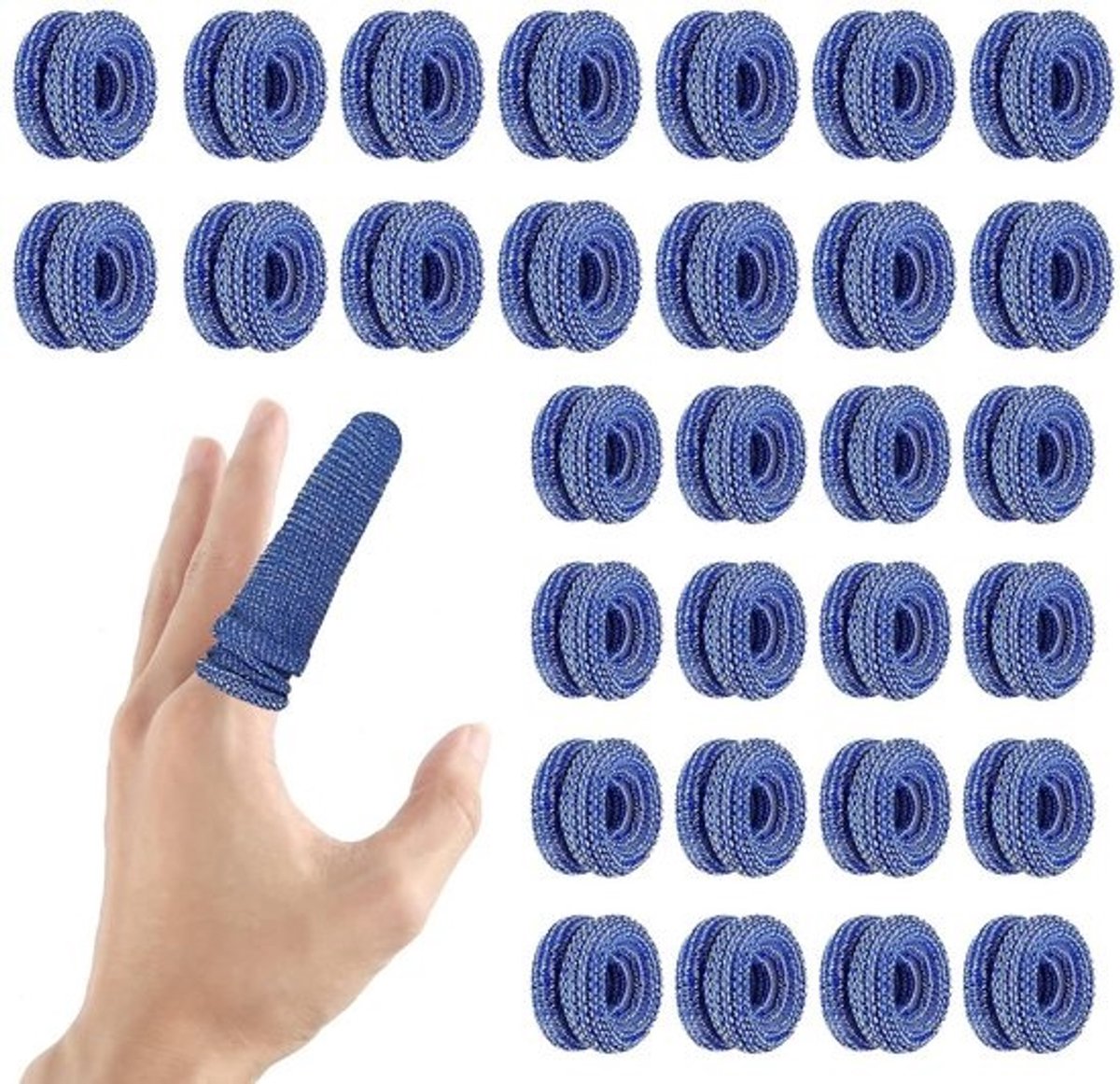 30 blauwe vingerpleisters - Elastisch en ademend - Voor werk en keuken - Vingerbescherming bij letsel