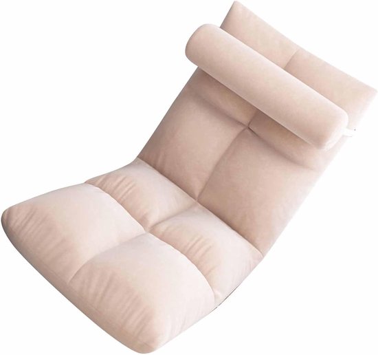 Vouwbare vloerstoel met lendensteun, loungebank met 5 verstelbare posities en comfortabele zitting, ideaal voor woonkamer en slaapkamer (Roze) — afbeelding 5