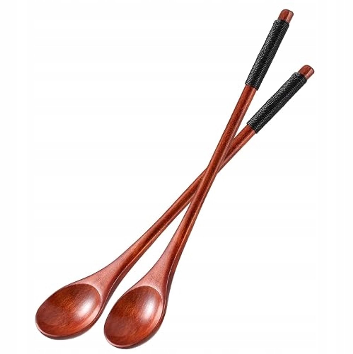 2x Houten Lepels Lange Handgreep 20cm voor Koffie & Thee - Antislip