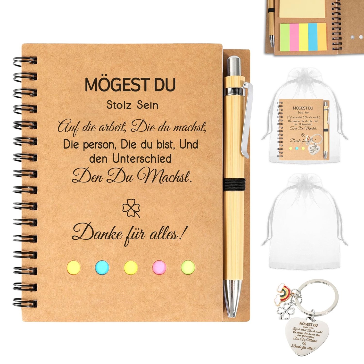Afscheidsgeschenk voor Collega's met Notitieboek en Sleutelhanger