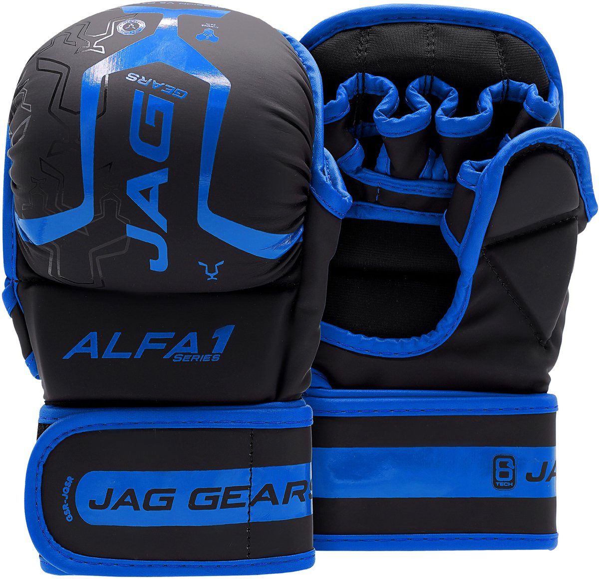 JAG Gears - ALFA – Grappling-handschoenen – MMA-sparringhandschoenen – Training – Boksen – Synthetisch leer – Blauw – S/M