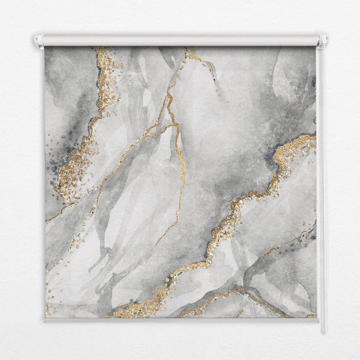 Bedrukt Rolgordijn 60x140 cm | Grijs marmer | Lichtdoorlatend Semi-Verduisterend | Slaapkamer Woonkamer Keuken Kinderkamer Kantoor | Zijketting | Eenvoudige Montage | Privacy