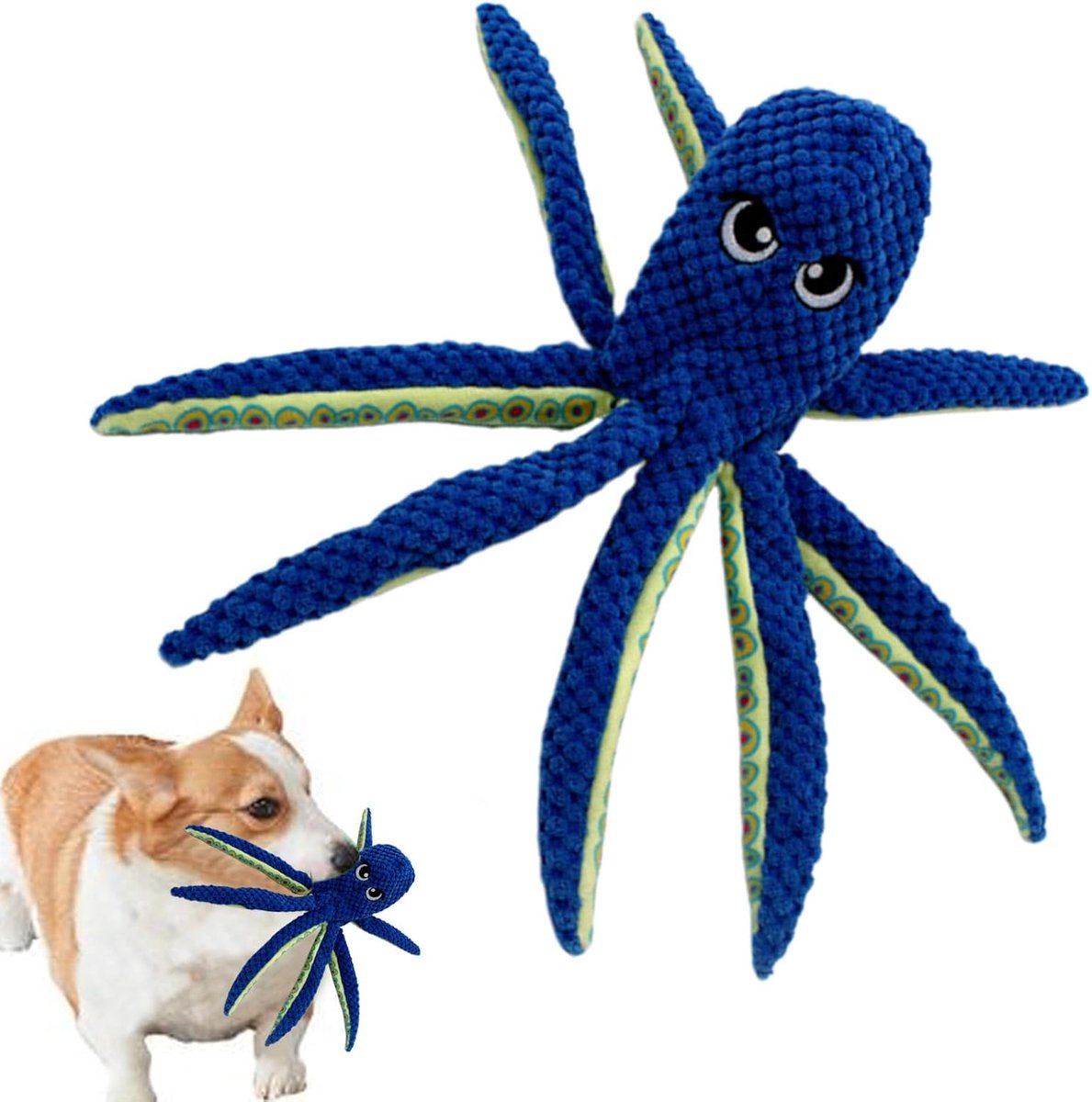 Piepend | Octopus-vormige hond kauwspeelgoed | Puppy touwtrekken kauwpop, voor stressverlichting oefening touwtrekken training tandjes krijgen agressieve kauwers