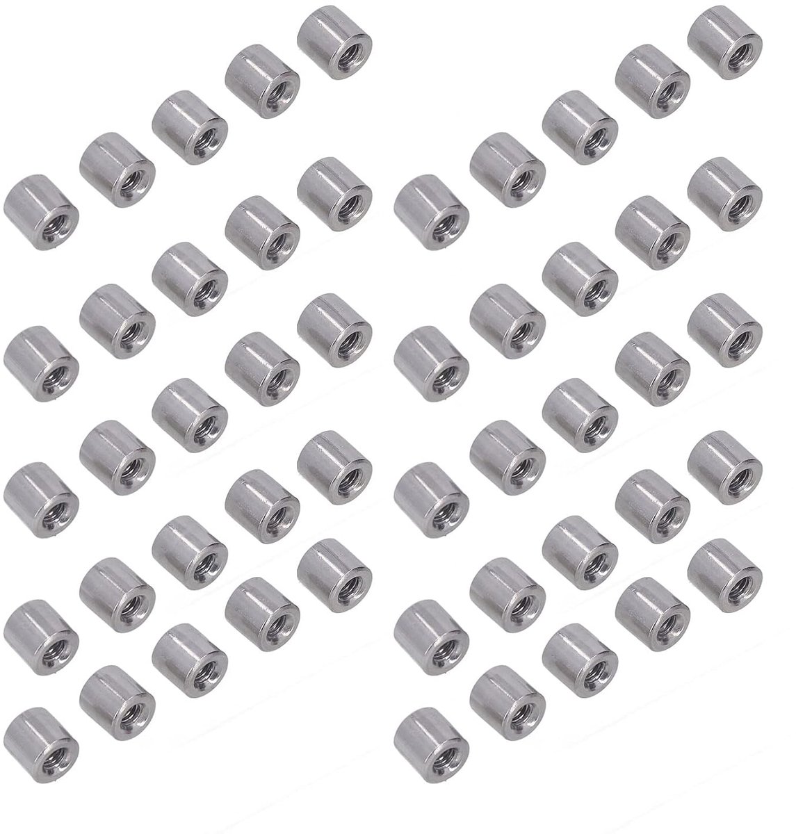 M4 Roestvrijstalen Koppelmoer, 304 Materiaal, 50 Stuks Binnendraadbevestiging, voor Woningdecoratie, Mechanisch Onderhoud